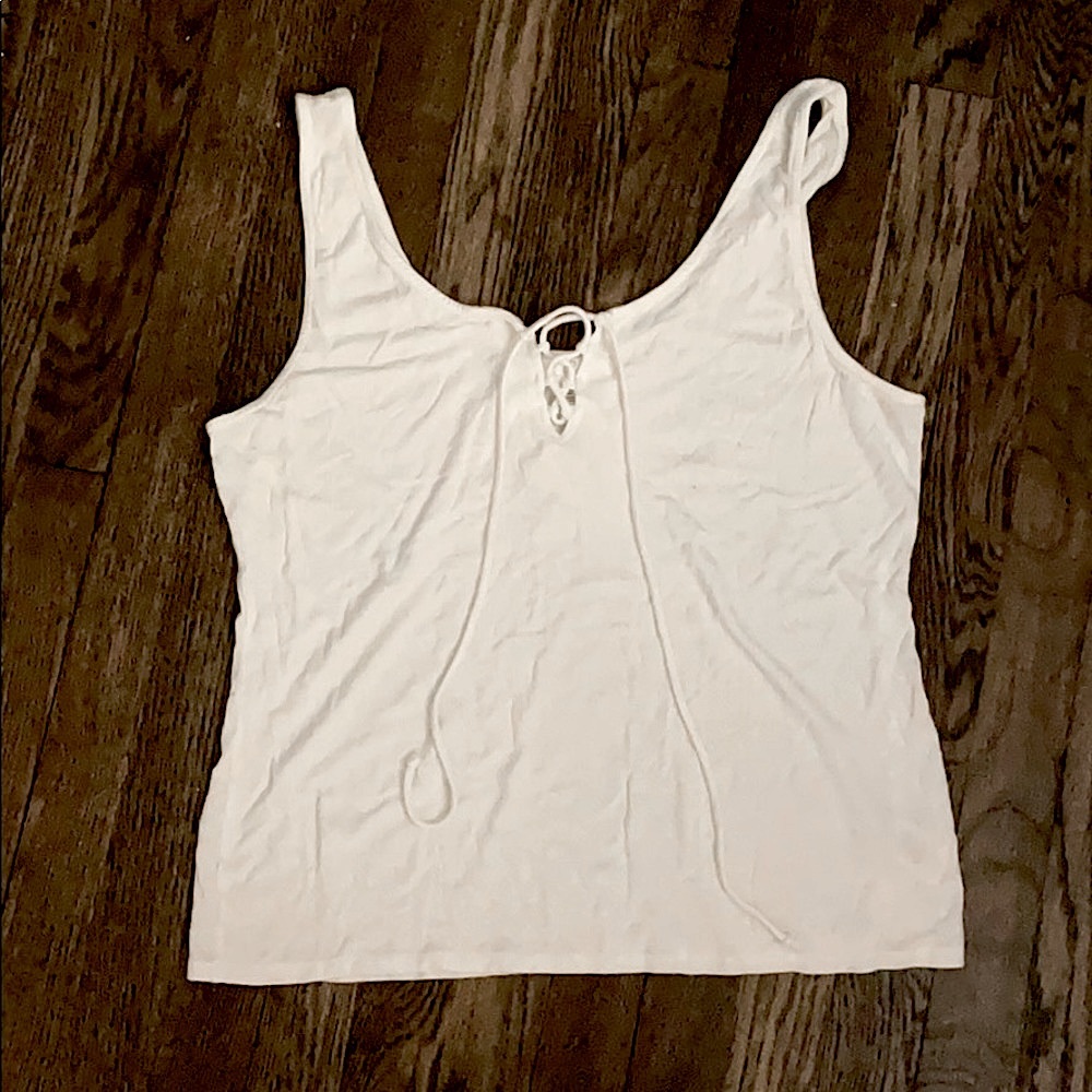 BP Ribbed tank with front tie in White XL